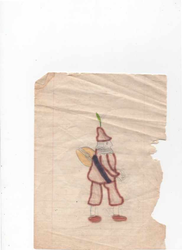 describir e ilustrar Hombre peregrino dibujo circa 1991