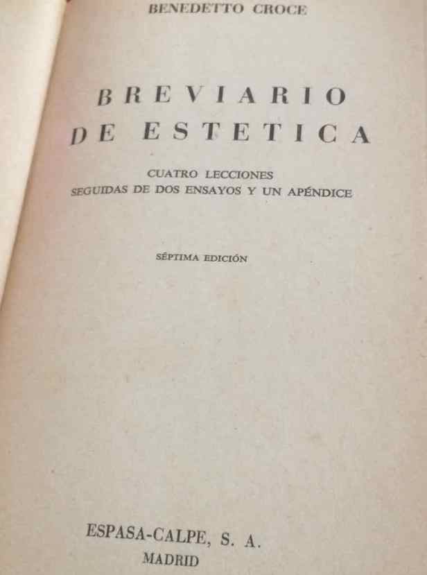 Portada del libro Breviario de estética de Benedetto Croce