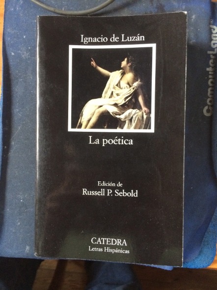 Describir e ilustrar el libro, la lectura Portada La Poética Ignacio de Luzán edición de Russel P. Sebold