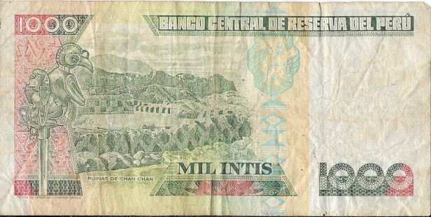 ilustrar la entrada Mil (1000) Intis, Banco Central de Reserva del Perú, 1988.