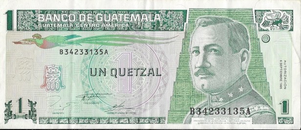 ilustrar la imagen Un (1) quetzal, Banco de Guatemala, 1995.