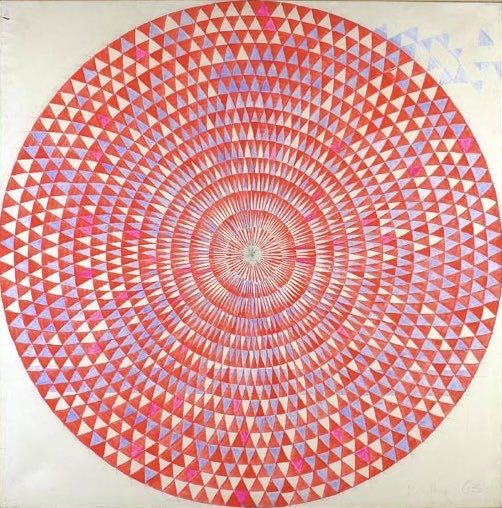 ilustración Manfred Kuttner, Kreis Mo. 1963. Tempera and fluorescent paint on linen